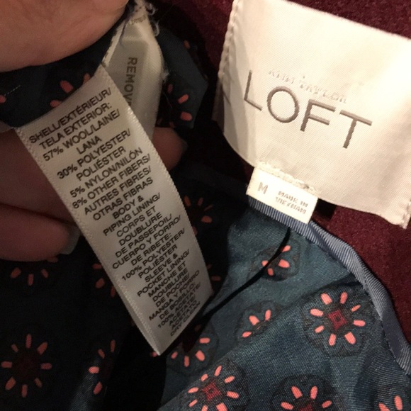 ✈️Loft Wool Preppy long Mock Pencil Bodice wine burgundy solid minimalist button - Picture 10 of 15